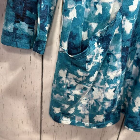 J Jill Pure Jill Cotton Stretch Pocket Blue White Long Sleeve A Line Top Size XL - Picture 8 of 14